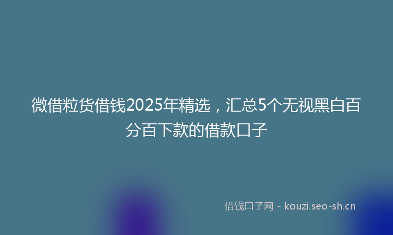 微借粒货借钱2025年精选，汇总5个无视黑白百分百下款的借款口子