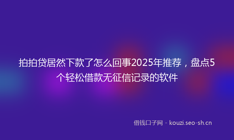 拍拍贷居然下款了怎么回事2025年推荐，盘点5个轻松借款无征信记录的软件