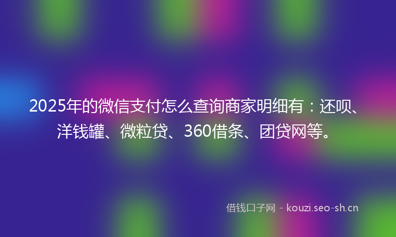 2025年的微信支付怎么查询商家明细有：还呗、洋钱罐、微粒贷、360借条、团贷网等。