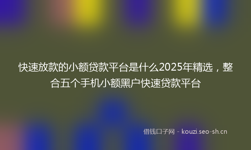 快速放款的小额贷款平台是什么2025年精选，整合五个手机小额黑户快速贷款平台