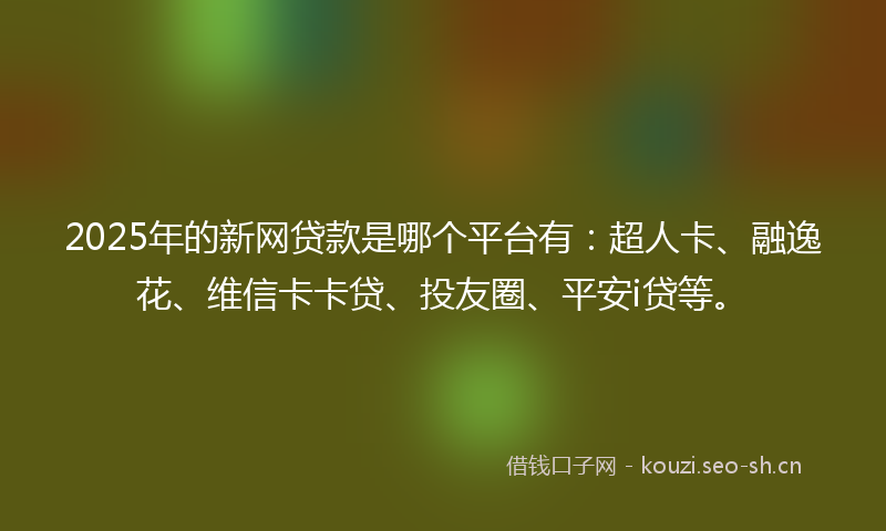 2025年的新网贷款是哪个平台有：超人卡、融逸花、维信卡卡贷、投友圈、平安i贷等。