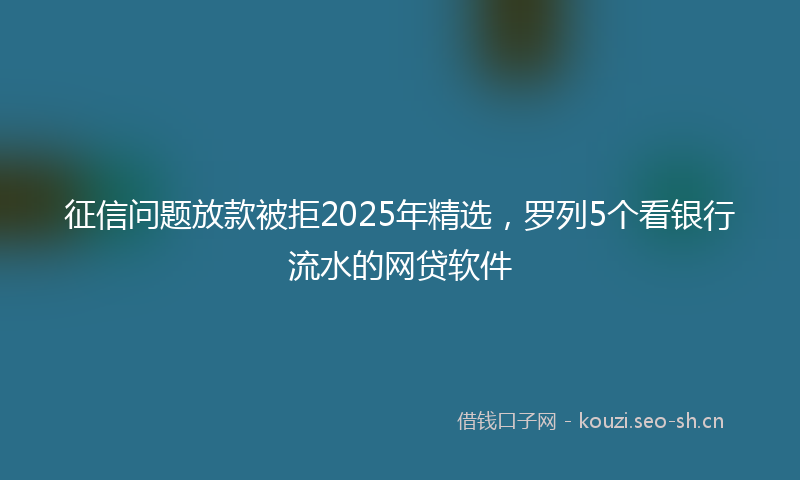 征信问题放款被拒2025年精选，罗列5个看银行流水的网贷软件