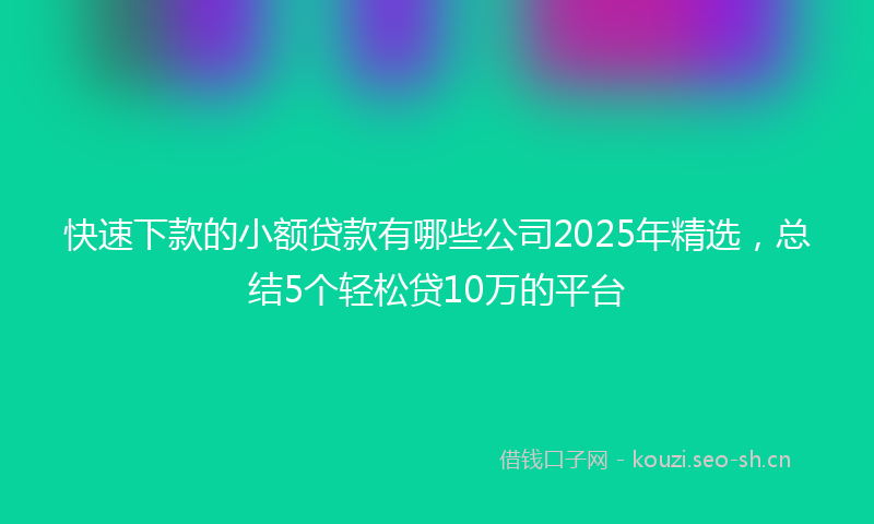 快速下款的小额贷款有哪些公司2025年精选，总结5个轻松贷10万的平台