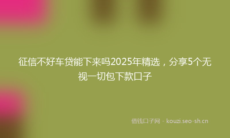 征信不好车贷能下来吗2025年精选，分享5个无视一切包下款口子