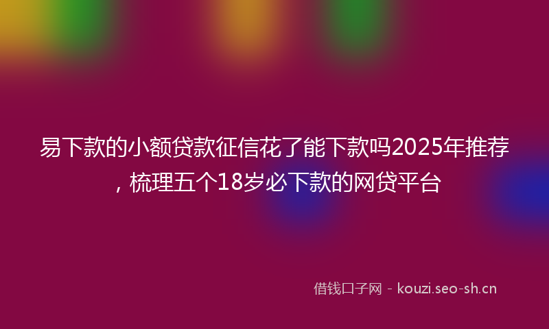 易下款的小额贷款征信花了能下款吗2025年推荐，梳理五个18岁必下款的网贷平台