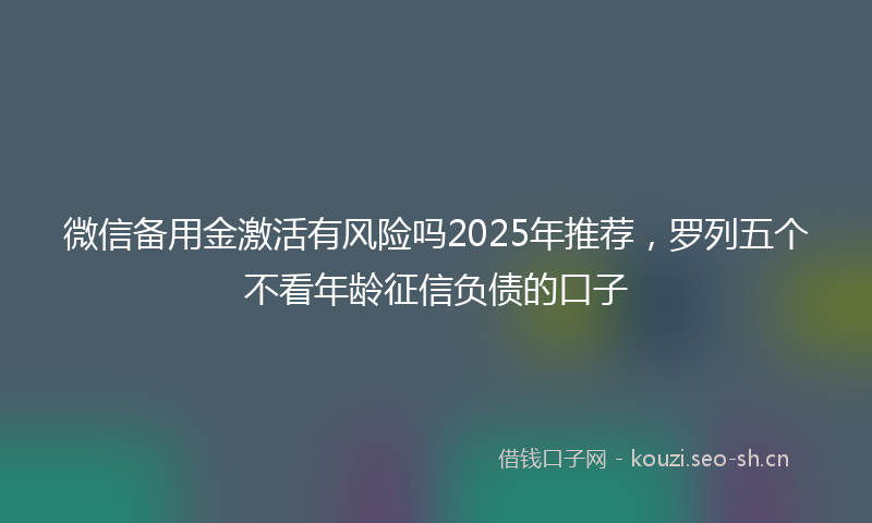 微信备用金激活有风险吗2025年推荐，罗列五个不看年龄征信负债的口子