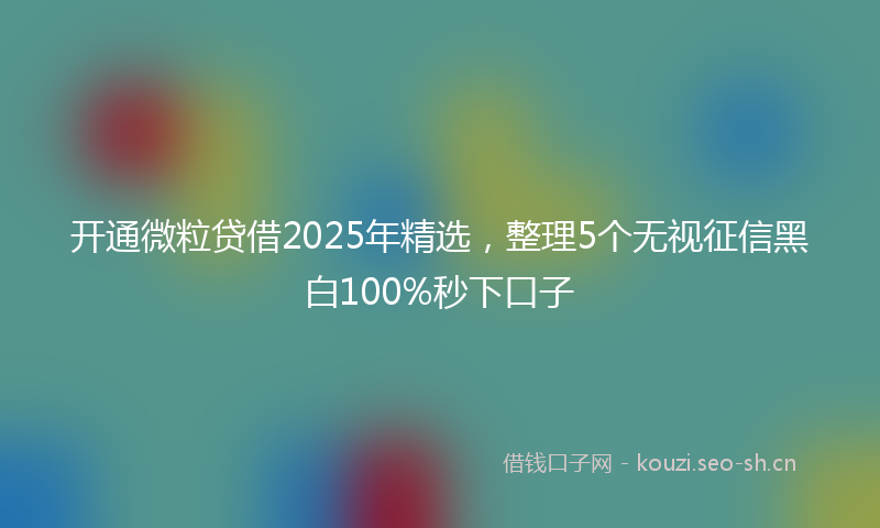 开通微粒贷借2025年精选，整理5个无视征信黑白100%秒下口子