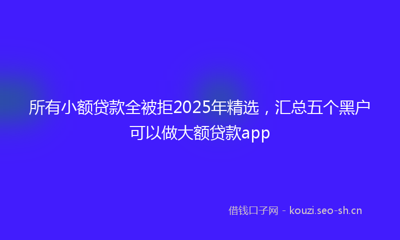 所有小额贷款全被拒2025年精选，汇总五个黑户可以做大额贷款app