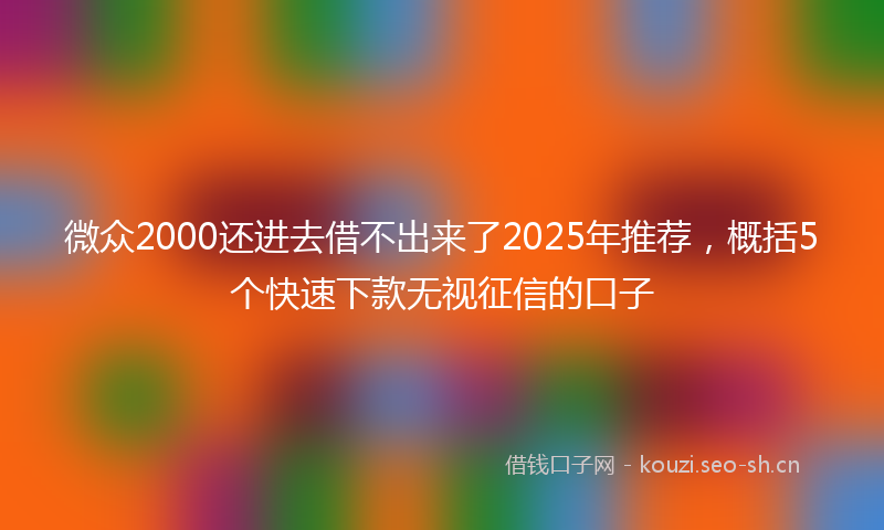 微众2000还进去借不出来了2025年推荐，概括5个快速下款无视征信的口子