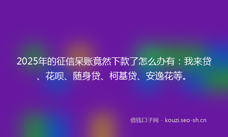2025年的征信呆账竟然下款了怎么办有：我来贷、花呗、随身贷、柯基贷、安逸花等。