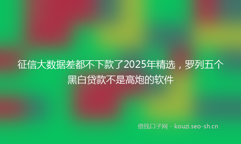 征信大数据差都不下款了2025年精选，罗列五个黑白贷款不是高炮的软件