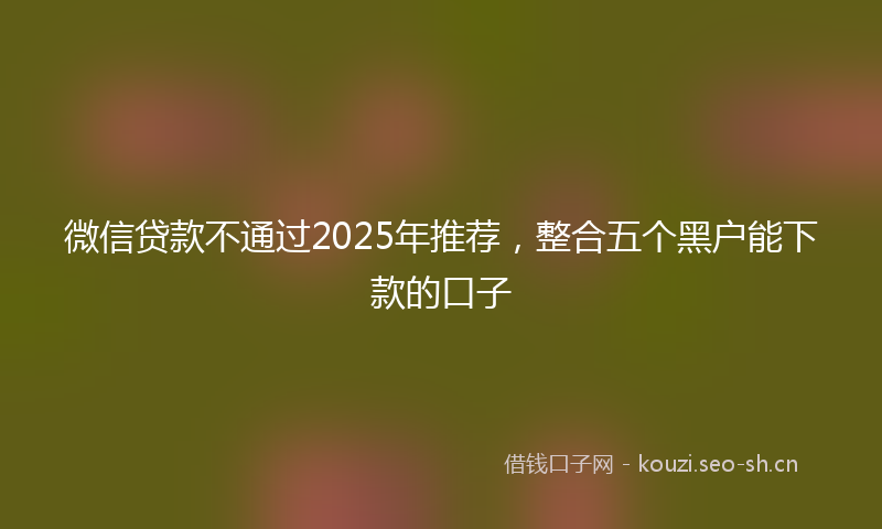 微信贷款不通过2025年推荐，整合五个黑户能下款的口子