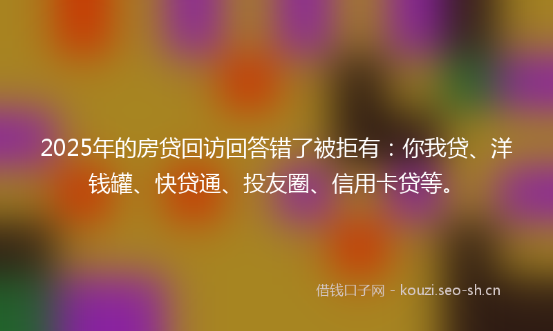 2025年的房贷回访回答错了被拒有：你我贷、洋钱罐、快贷通、投友圈、信用卡贷等。
