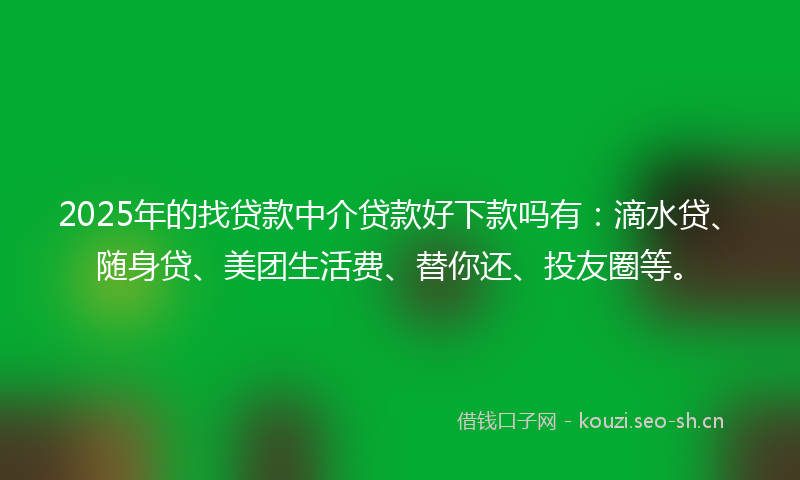 2025年的找贷款中介贷款好下款吗有：滴水贷、随身贷、美团生活费、替你还、投友圈等。