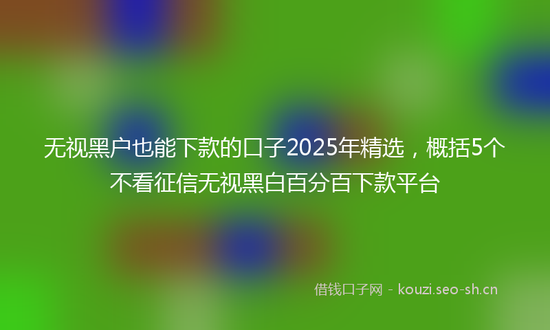 无视黑户也能下款的口子2025年精选，概括5个不看征信无视黑白百分百下款平台