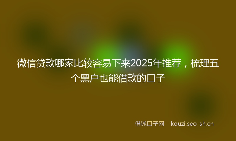 微信贷款哪家比较容易下来2025年推荐，梳理五个黑户也能借款的口子