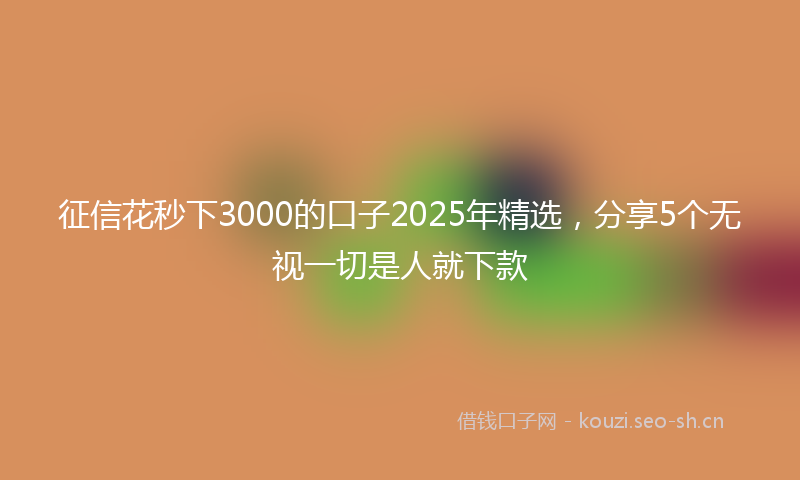 征信花秒下3000的口子2025年精选，分享5个无视一切是人就下款