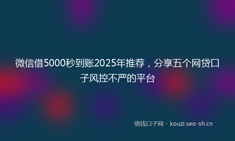 微信借5000秒到账2025年推荐，分享五个网贷口子风控不严的平台
