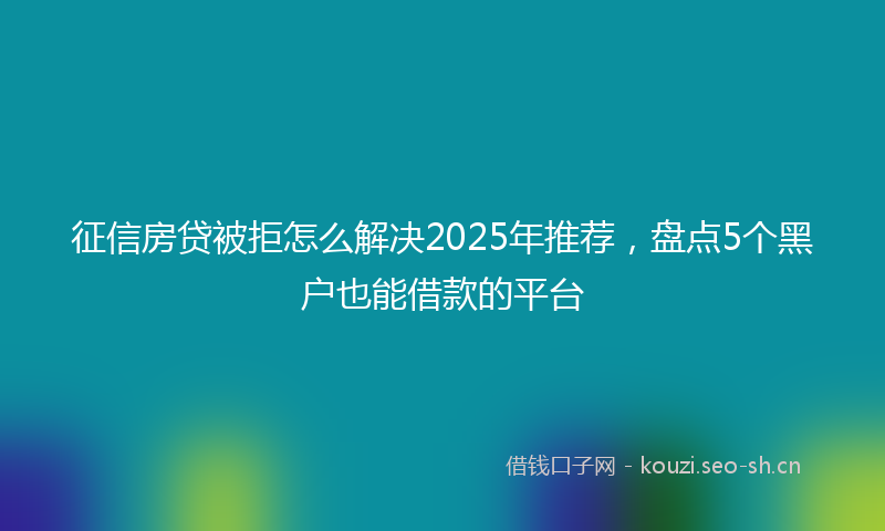 征信房贷被拒怎么解决2025年推荐，盘点5个黑户也能借款的平台