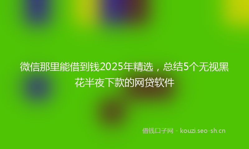 微信那里能借到钱2025年精选，总结5个无视黑花半夜下款的网贷软件