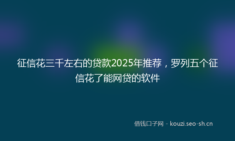 征信花三千左右的贷款2025年推荐，罗列五个征信花了能网贷的软件