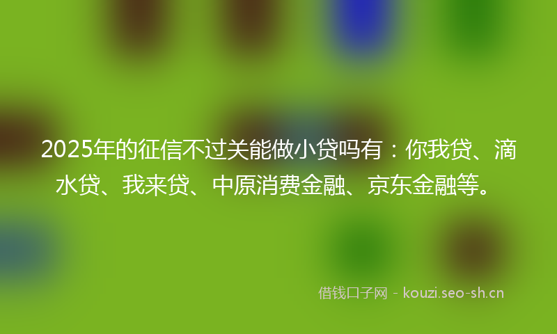 2025年的征信不过关能做小贷吗有：你我贷、滴水贷、我来贷、中原消费金融、京东金融等。