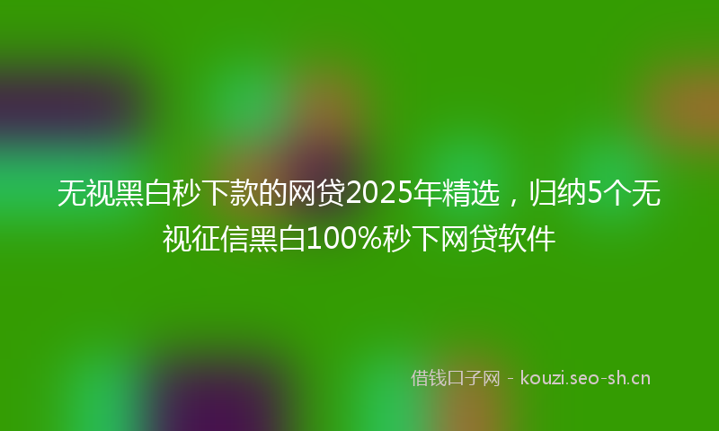 无视黑白秒下款的网贷2025年精选，归纳5个无视征信黑白100%秒下网贷软件