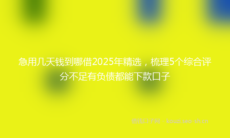 急用几天钱到哪借2025年精选，梳理5个综合评分不足有负债都能下款口子