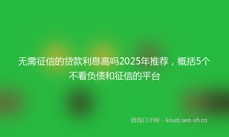 无需征信的贷款利息高吗2025年推荐，概括5个不看负债和征信的平台