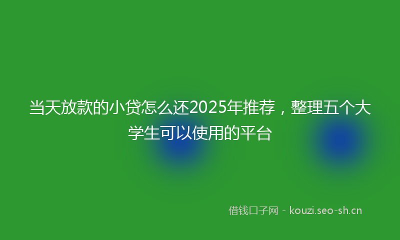 当天放款的小贷怎么还2025年推荐，整理五个大学生可以使用的平台