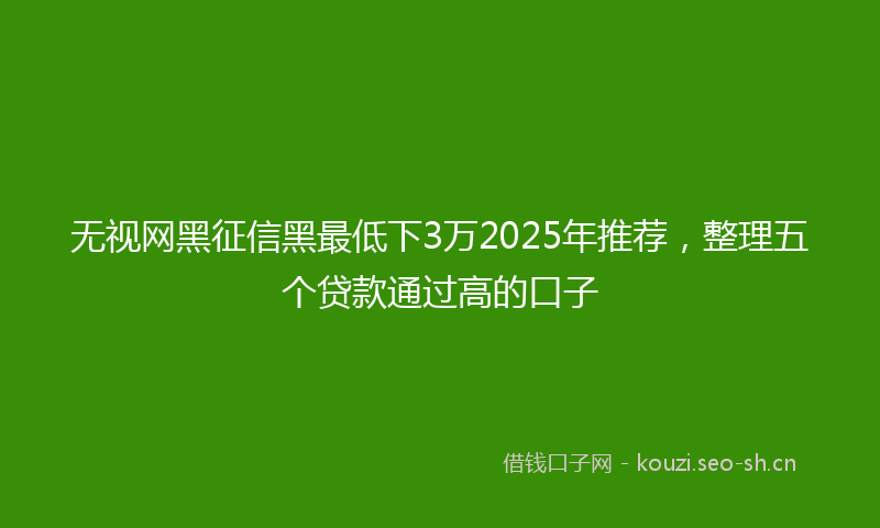 无视网黑征信黑最低下3万2025年推荐，整理五个贷款通过高的口子