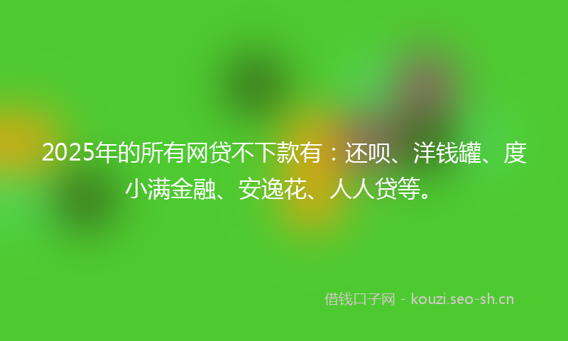 2025年的所有网贷不下款有：还呗、洋钱罐、度小满金融、安逸花、人人贷等。