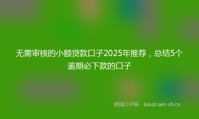 无需审核的小额贷款口子2025年推荐，总结5个逾期必下款的口子