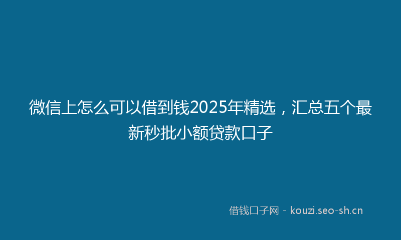 微信上怎么可以借到钱2025年精选，汇总五个最新秒批小额贷款口子