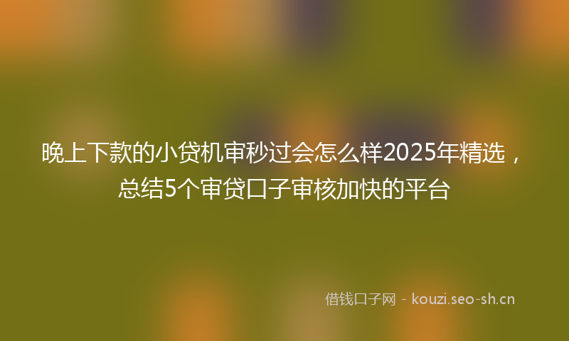 晚上下款的小贷机审秒过会怎么样2025年精选，总结5个审贷口子审核加快的平台