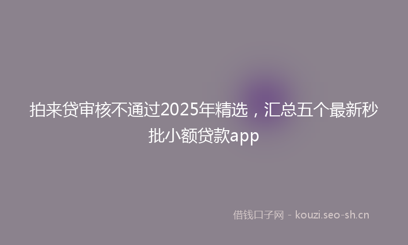 拍来贷审核不通过2025年精选，汇总五个最新秒批小额贷款app