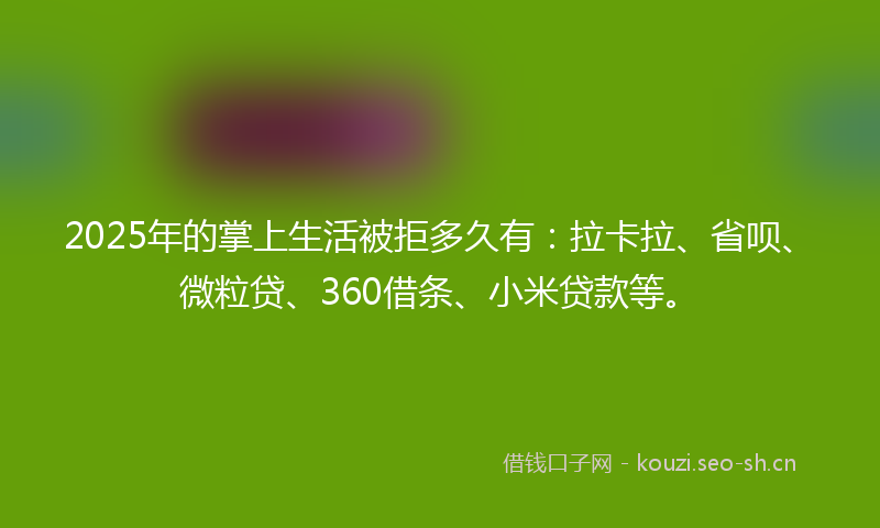 2025年的掌上生活被拒多久有：拉卡拉、省呗、微粒贷、360借条、小米贷款等。