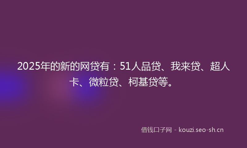 2025年的新的网贷有：51人品贷、我来贷、超人卡、微粒贷、柯基贷等。
