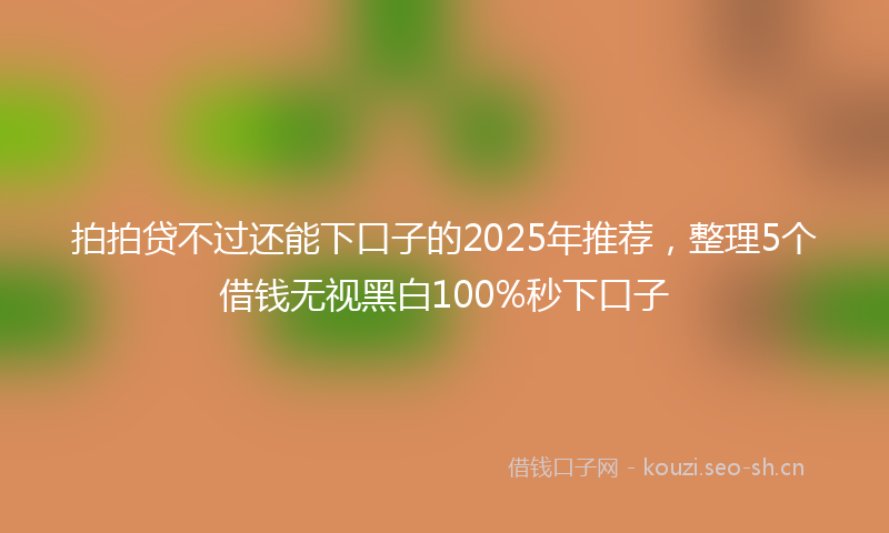 拍拍贷不过还能下口子的2025年推荐,整理5个借钱无视黑白100%秒下口子