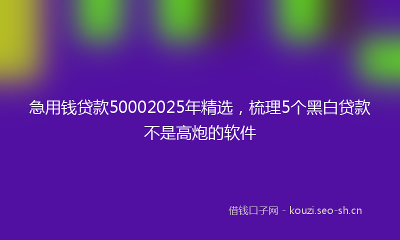 急用钱贷款50002025年精选，梳理5个黑白贷款不是高炮的软件