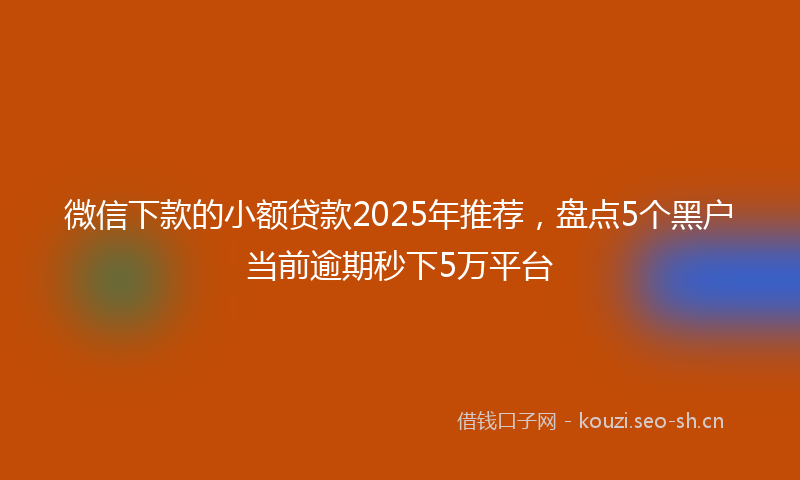 微信下款的小额贷款2025年推荐，盘点5个黑户当前逾期秒下5万平台