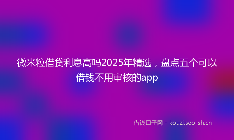 微米粒借贷利息高吗2025年精选，盘点五个可以借钱不用审核的app