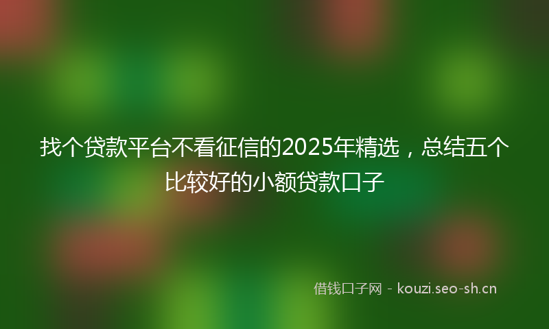 找个贷款平台不看征信的2025年精选，总结五个比较好的小额贷款口子