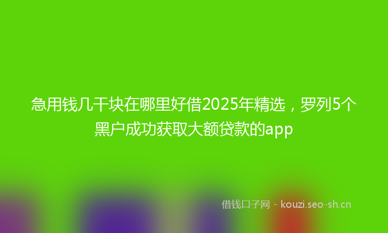 急用钱几干块在哪里好借2025年精选，罗列5个黑户成功获取大额贷款的app