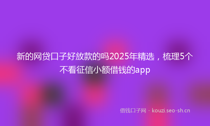 新的网贷口子好放款的吗2025年精选，梳理5个不看征信小额借钱的app