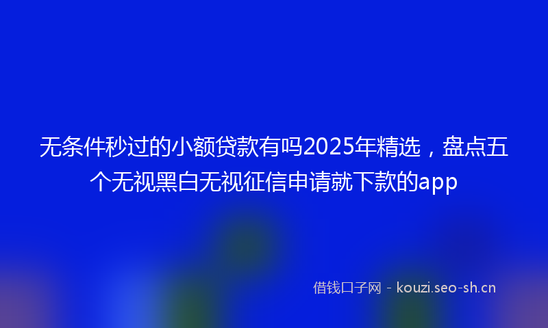 无条件秒过的小额贷款有吗2025年精选，盘点五个无视黑白无视征信申请就下款的app