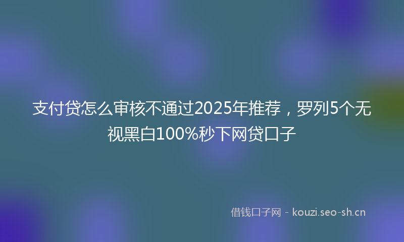 支付贷怎么审核不通过2025年推荐，罗列5个无视黑白100%秒下网贷口子