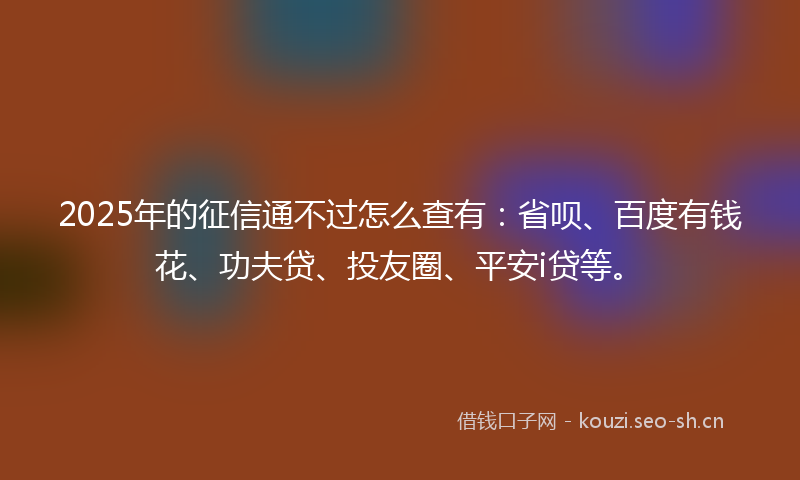 2025年的征信通不过怎么查有:省呗、百度有钱花、功夫贷、投友圈、平安i贷等。