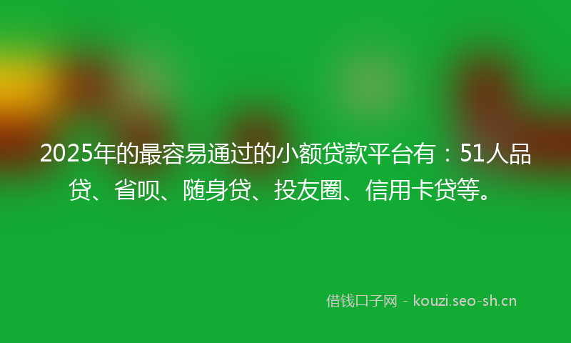 2025年的最容易通过的小额贷款平台有：51人品贷、省呗、随身贷、投友圈、信用卡贷等。
