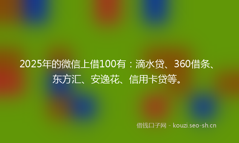 2025年的微信上借100有：滴水贷、360借条、东方汇、安逸花、信用卡贷等。